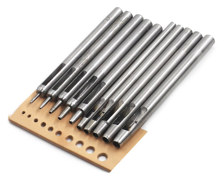 10pcs/set Round Leather Shape Hole Punch Kit Tool 0.5-5mm