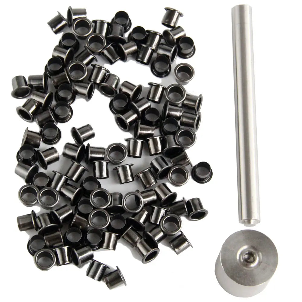 100 pcs Eyelets with Tool Kit, 6mm 7mm, Tool Set For Shoes and Leather Goods