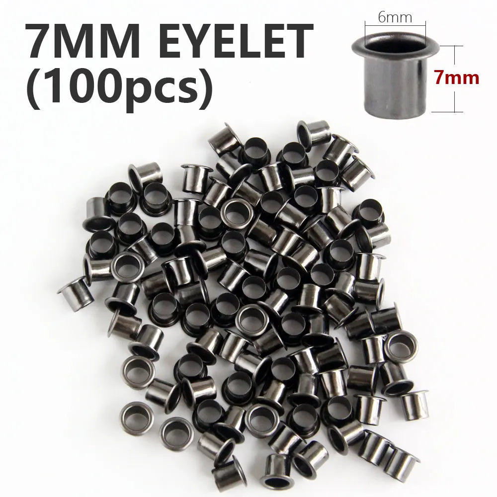 100 pcs Eyelets with Tool Kit, 6mm 7mm, Tool Set For Shoes and Leather Goods