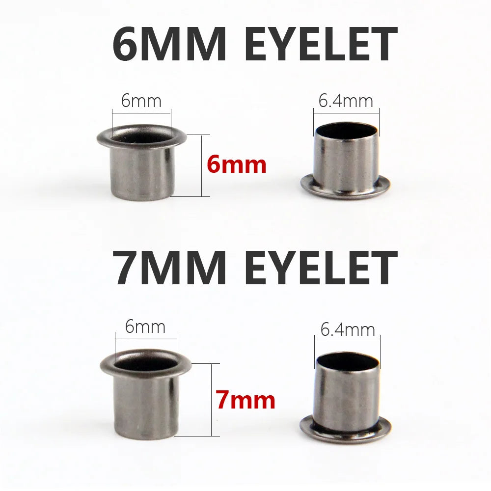 100 pcs Eyelets with Tool Kit, 6mm 7mm, Tool Set For Shoes and Leather Goods